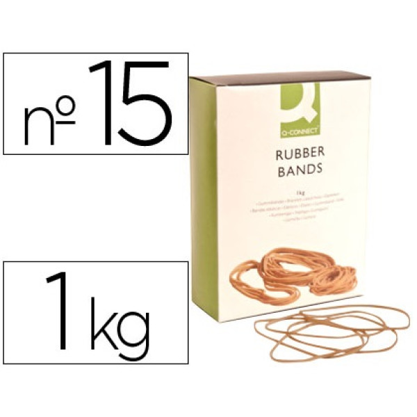 Caja gomas elásticas Q-CONNECT nº 15  1 Kg.