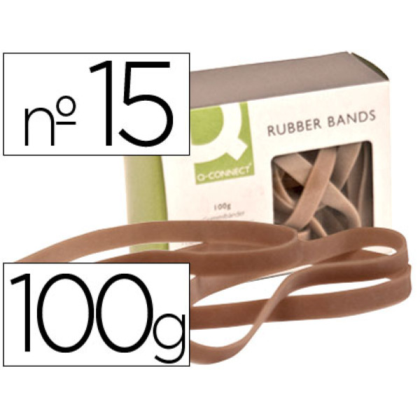 Caja gomas elásticas Q-CONNECT nº 15 100 gr. 150x9 Caja gomas elásticas Q-CONNECT nº 15 100 gr. 150x9