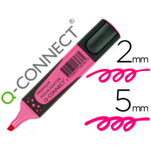 Rotulador Q-CONNECT fluorescente rosa Premium punta biselada sujeccion caucho Rotulador Q-CONNECT fluorescente rosa Premium punta biselada sujeccion caucho