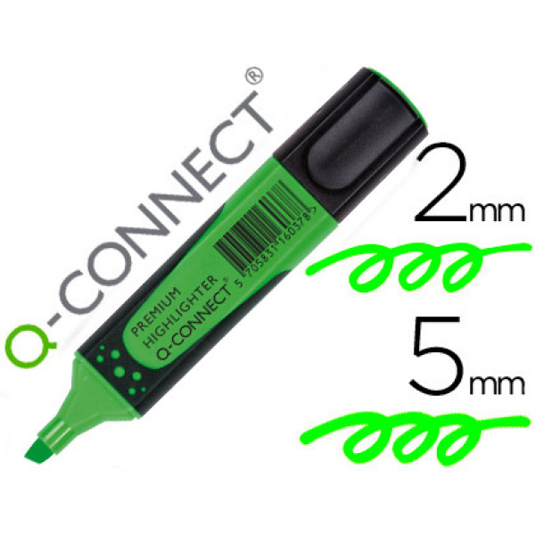 Rotulador Q-CONNECT fluorescente verde Premium punta biselada sujeccion caucho Rotulador Q-CONNECT fluorescente verde Premium punta biselada sujeccion caucho