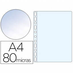 (100) Fundas multitaladro Q-CONNECT cristal FOLIO 80micras  16 taladros