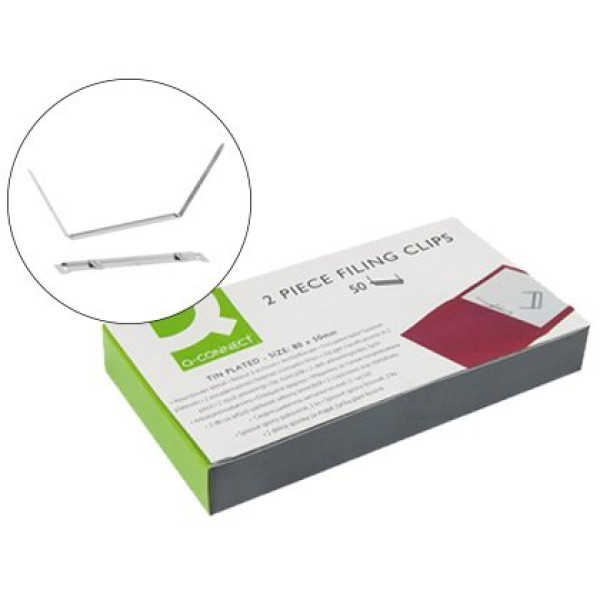 Encuadernador fastener Q-CONNECT plateado (50un) metálicos 50mm con lengüeta y compresor Encuadernador fastener Q-CONNECT plateado (50un) metálicos 50mm con lengüeta y compresor