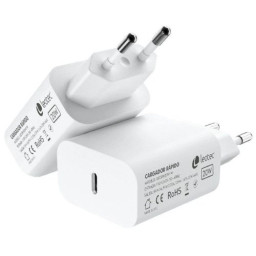 Cargador corriente LEOTEC USB-C blanco carga rápida 20W con tecnología PowerDelivery 3.0