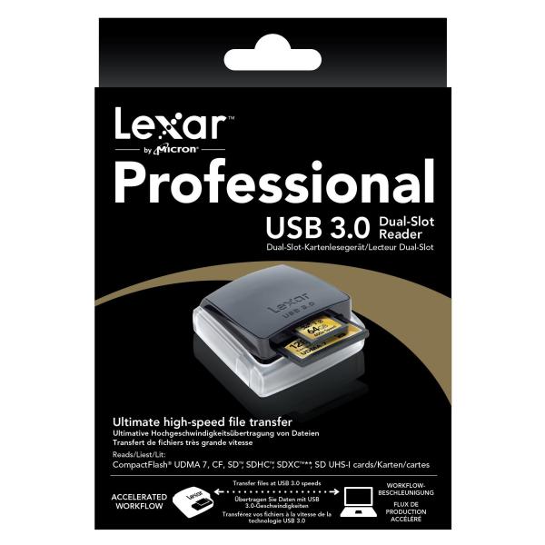 LEXAR Lector Pro USB  Dual Slot Reader LeCF I, CF II, SD, SDHC, SDXC