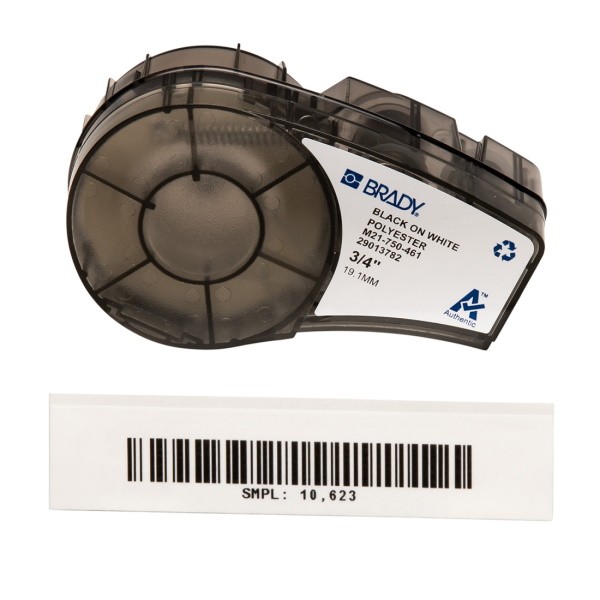 BRADY BMP21 Series Clear Polyester Labels with White Printable Zone black on white 3/4 BRADY BMP21 Series Clear Polyester Labels with White Printable Zone black on white 3/4