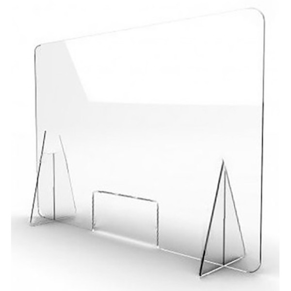 Mampara de metacrilato de sobremesa con ventanilla ancho 100cm x alto 80cm, grosor 5mm, muy estable # Mampara de metacrilato de sobremesa con ventanilla ancho 100cm x alto 80cm, grosor 5mm, muy estable #