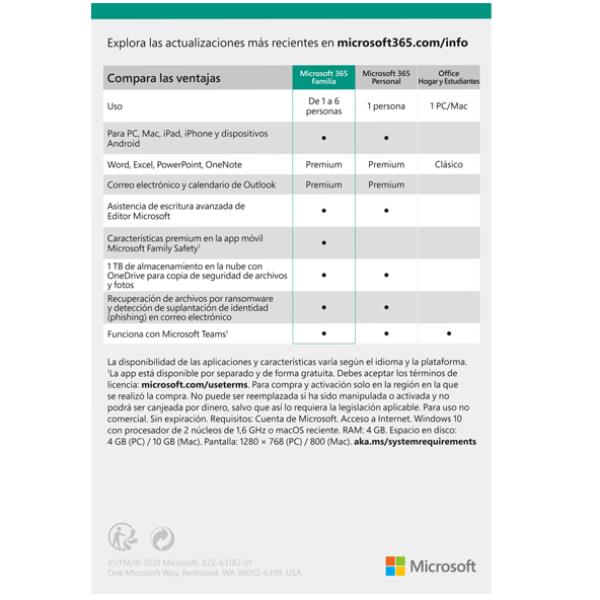 M365 FAMILIA ESPANOL 1Y PKC M365 FAMILIA ESPANOL 1Y PKC