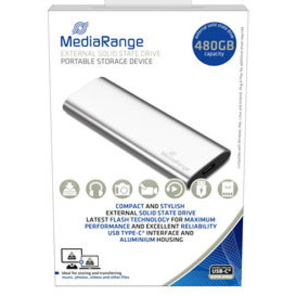 SSD externo MEDIARANGE 480GB - USB Type-C USB 3.2, M.2 SATA, compatible USB-A y USB-C SSD externo MEDIARANGE 480GB - USB Type-C USB 3.2, M.2 SATA, compatible USB-A y USB-C