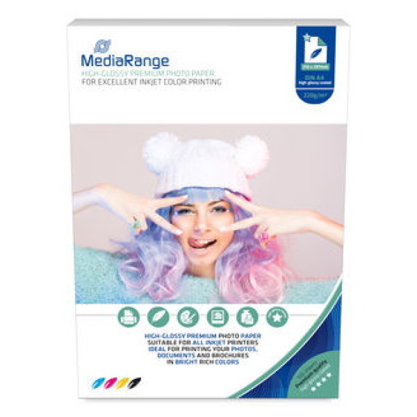 Papel MEDIARANGE inkjet Photo paper mate 130g 100A4 Papel MEDIARANGE inkjet Photo paper mate 130g 100A4