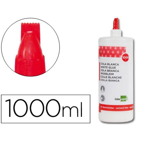 Pegamento cola LIDERPAPEL 1000ml blanca lavable Pegamento cola LIDERPAPEL 1000ml blanca lavable