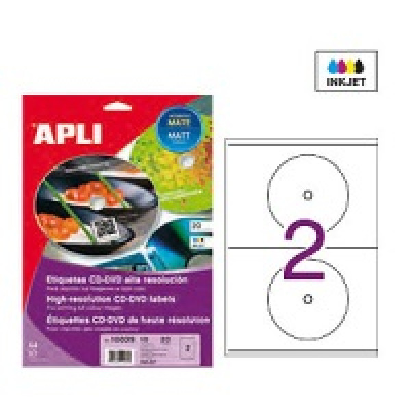 Etiq.APLI CD Mega 10A4 inkjet AR 20u. inkjet color mate a/resol
