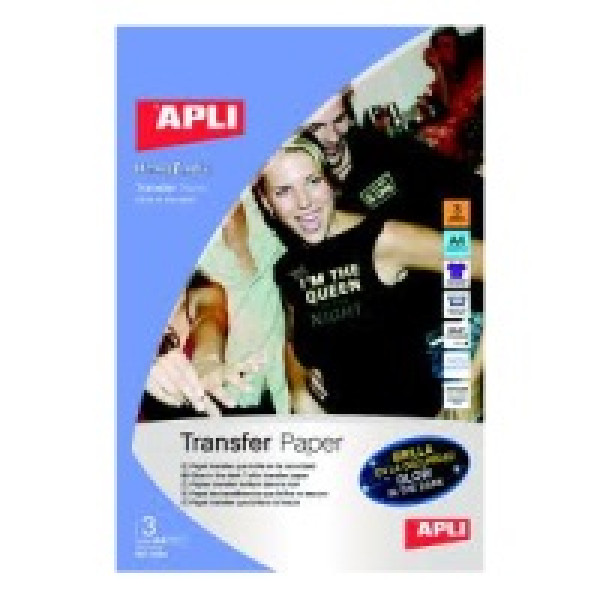 Papel APLI transfer inkjet 5A4 para camisetas oscuras