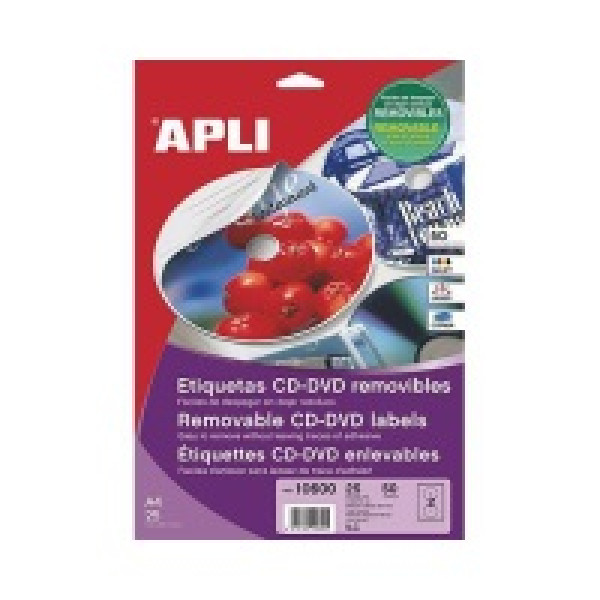 Etiq.APLI CD Mega diám.117mm 25A4 Adh.Remov 50u. poliv. (PL10291)