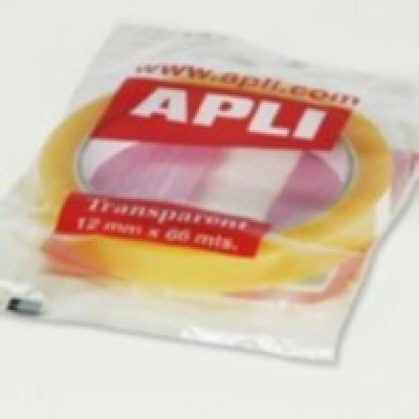 Cinta adhesiva APLI transparente 12x66mm en bolsa