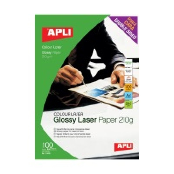 Papel APLI glossy láser color 160g 100A4 doble cara
