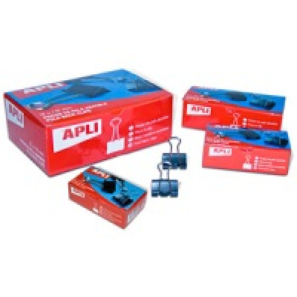 12 Pinzas APLI 51mm metálicas negra pala abatible