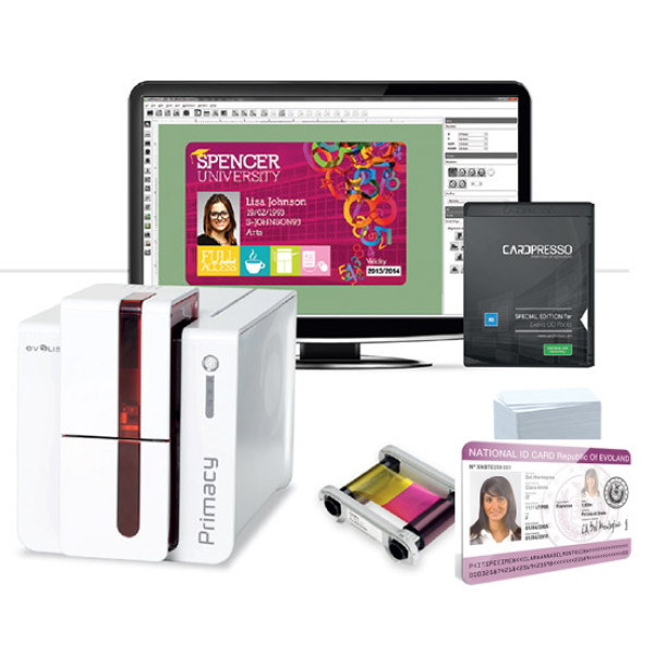 Impr.tarj.ID EVOLIS Primacy Simplex Go Pack Impr.+ribbon YMCKO+100tarj.PVC+SoftwareXS