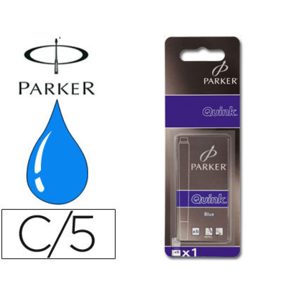 Tinta estilográfica PARKER Azul real Caja con 5 cartuchos Tinta estilográfica PARKER Azul real Caja con 5 cartuchos