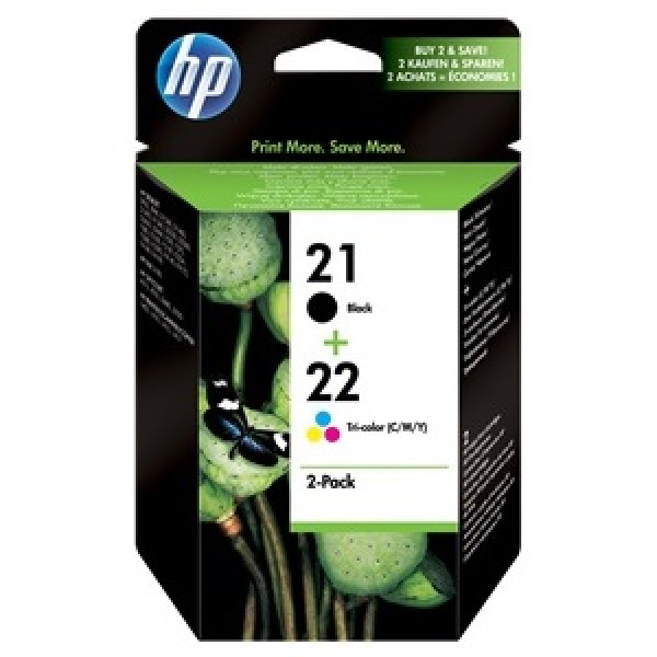 (2) C.t.HP #21 negro + #22 color doble-pack (2) C.t.HP #21 negro + #22 color doble-pack