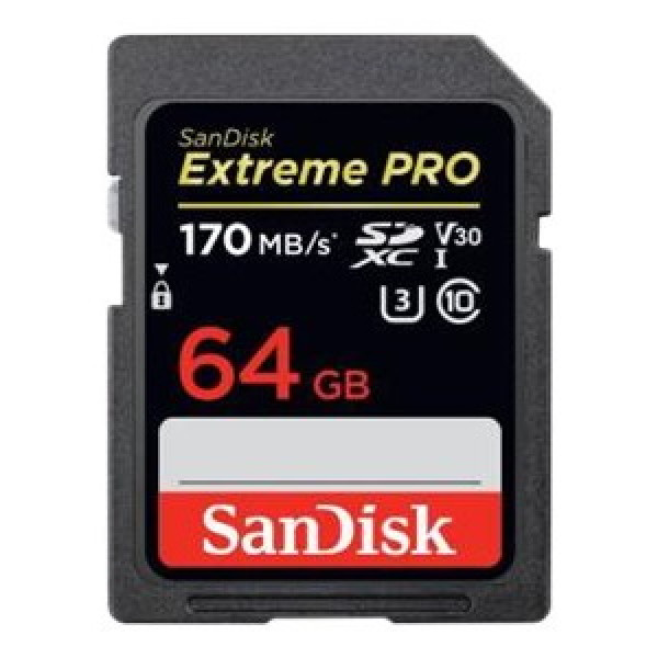 Tarjeta SDHC SANDISK Extreme Pro 64GB UHS-I U3, Class 10  170MB/s