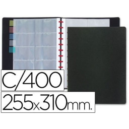 Tarjetero LIDERPAPEL anillas DIN A4 20 fundas 400 tarjetas Tarjetero LIDERPAPEL anillas DIN A4 20 fundas 400 tarjetas