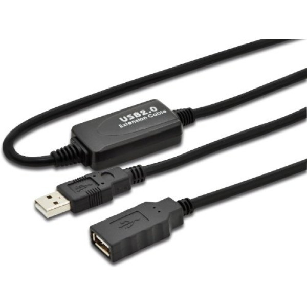 Cable USB 2.0 tipo A Macho - Tipo A Hembra 10 mts. Negro 480MB/s con repetidor Activo Cable USB 2.0 tipo A Macho - Tipo A Hembra 10 mts. Negro 480MB/s con repetidor Activo