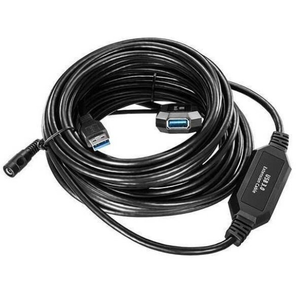 Cable USB 3.0 tipo A Macho - Tipo A Hembra 10 mts. Negro SuperSpeed 5Gbit/s con repetidor Activo