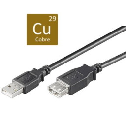 Cable USB 2.0 tipo A Macho - Tipo A Hembra 1,8m. MicroConnect, negro, prolongador, quality CU cobre
