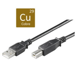 Cable DIGITUS USB 2.0 tipo A M - USB 2.0 tipo B M 1,8m., negro, PC a periférico, economy CCA