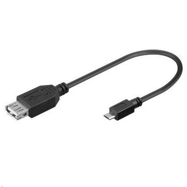 Cable MICROCON. USB tipo A Hembra -MicroUSB tipo B 0,2m negro
