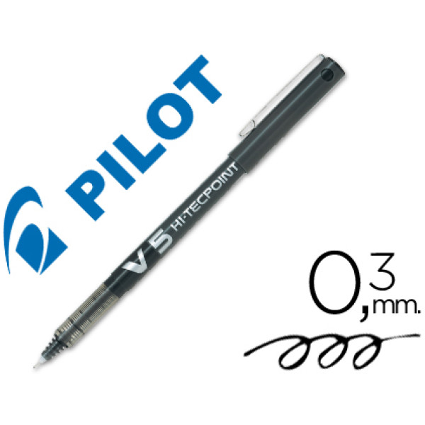 Rotulador punta aguja PILOT V-5 0,5 mm negro punta 0,3mm. Roller ball pen. (BX-V5)