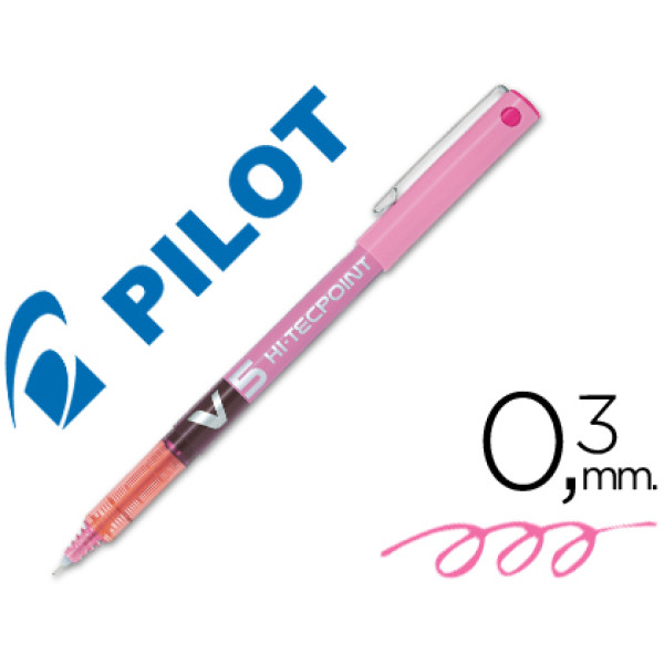 Rotulador punta aguja PILOT V-5 0,5 mm rosa punta 0,3mm. Roller ball pen. (BX-V5)