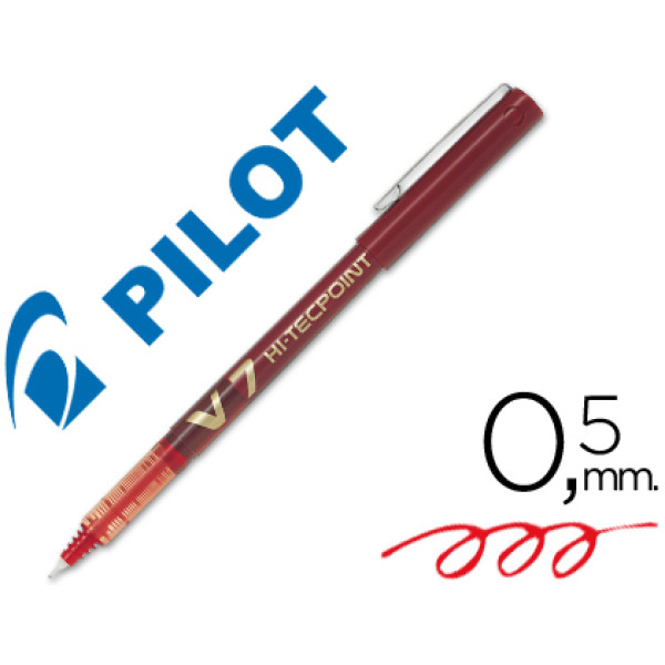 Rotulador punta aguja PILOT V-7 0,7 mm rojo punta 0,5mm. Roller ball pen. (BX-V7) Rotulador punta aguja PILOT V-7 0,7 mm rojo punta 0,5mm. Roller ball pen. (BX-V7)