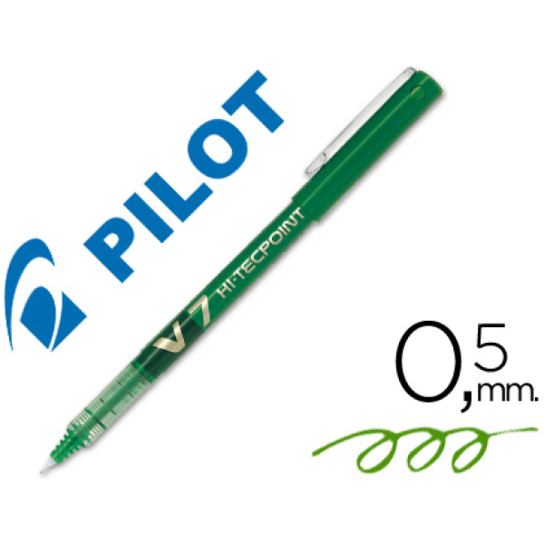 Rotulador punta aguja PILOT V-7 0,7 mm verde punta 0,5mm. Roller ball pen. (BX-V5) Rotulador punta aguja PILOT V-7 0,7 mm verde punta 0,5mm. Roller ball pen. (BX-V5)