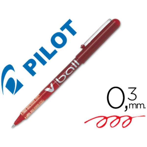 Rotulador tinta líquida PILOT V-BALL 0,5mm rojo Punta 0,5mm. Trazo 0,3mm. Roller (BL-VB5)