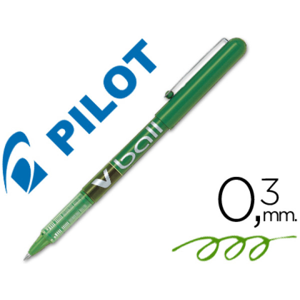 Rotulador tinta líquida PILOT V-BALL 0,5mm verde Punta 0,5mm. Trazo 0,3mm. Roller (BL-VB5)
