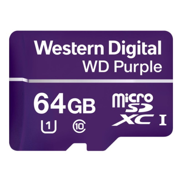 Tarjeta microSDXC WD Purple 64GB UHS-I U1, Class 10 hasta 80MB/s Tarjeta microSDXC WD Purple 64GB UHS-I U1, Class 10 hasta 80MB/s