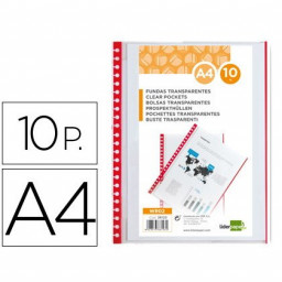 (10) Fundas de recambio LIDERPAPEL para carpetas con fundas intercambiables, bordes colores