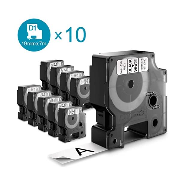PK10 D1-CINTAS DYMO 19MMX7M NEG/BLA PK10 D1-CINTAS DYMO 19MMX7M NEG/BLA