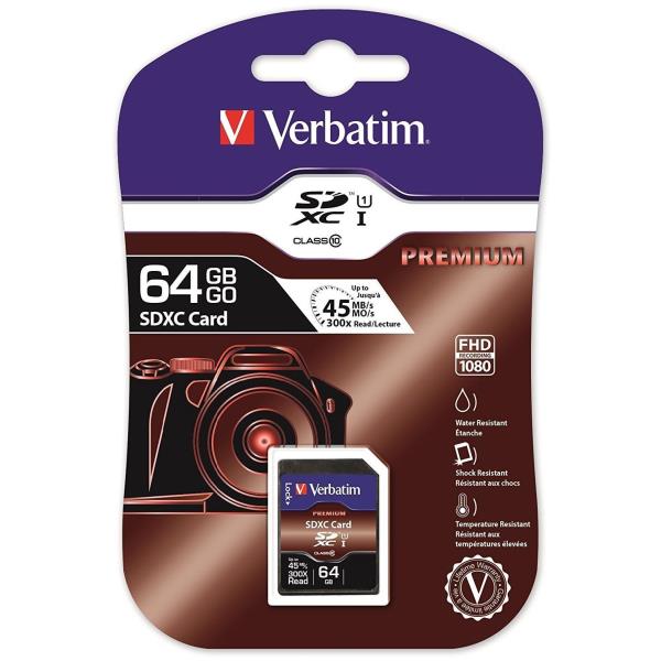 VERBATIM PREMIUM SDXC C10/U1 64GB VERBATIM PREMIUM SDXC C10/U1 64GB